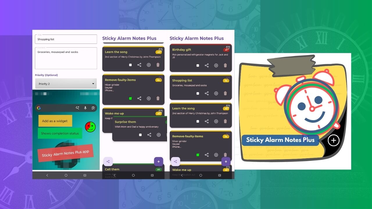 Sticky Alarm Notes Plus